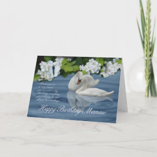 Carte d'anniversaire de Mamaw - cygnes et papillon