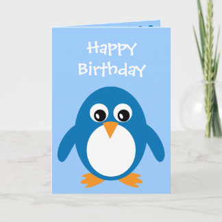 Carte d'anniversaire de manchot de dessin