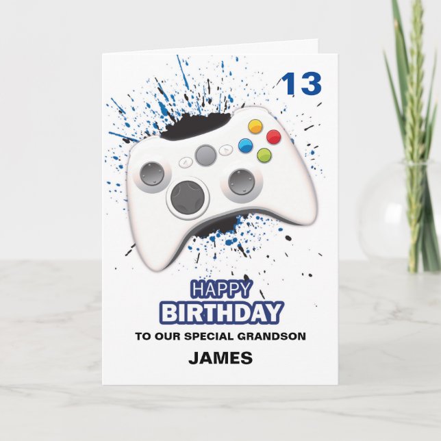 Carte d'anniversaire de manette de jeu personnalis (Devant)