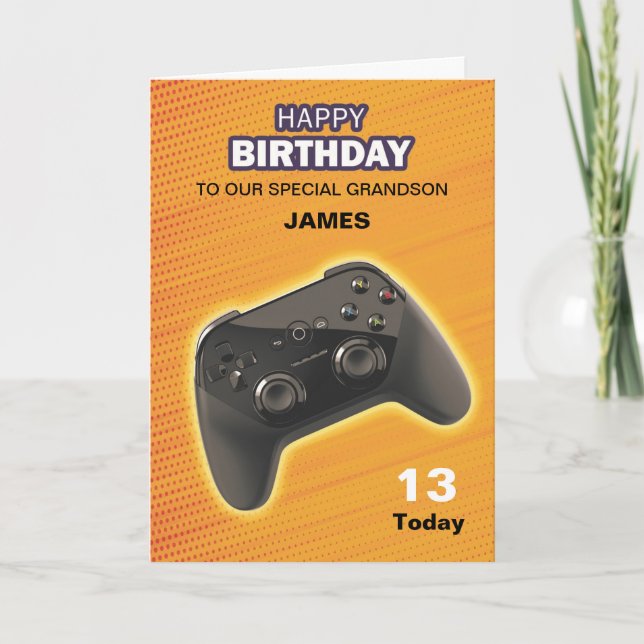 Carte d'anniversaire de manette de jeu personnalis (Devant)