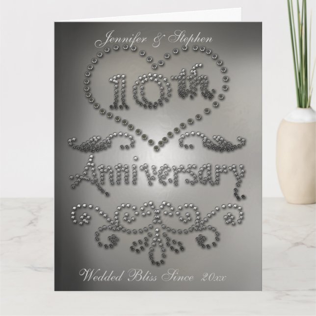 Carte d'anniversaire de mariage 10 ans à motif de  (Devant)