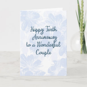 Carte d'anniversaire de mariage 10 ans Fleurs bleu