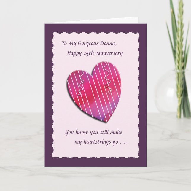 Carte d'anniversaire de mariage 25 ans pour cordes (Devant)