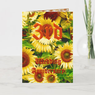 Carte d'anniversaire de mariage 3 ans - Tournesol