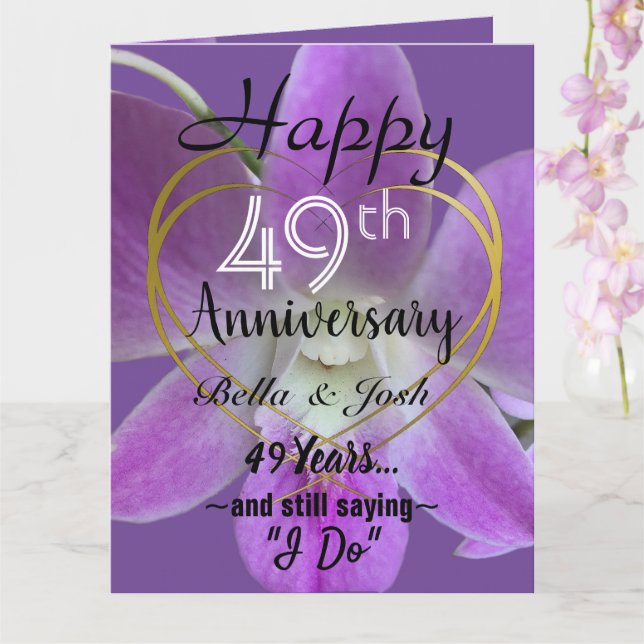 Carte d'anniversaire de mariage 49 ans avec fleur  (Orchidée)