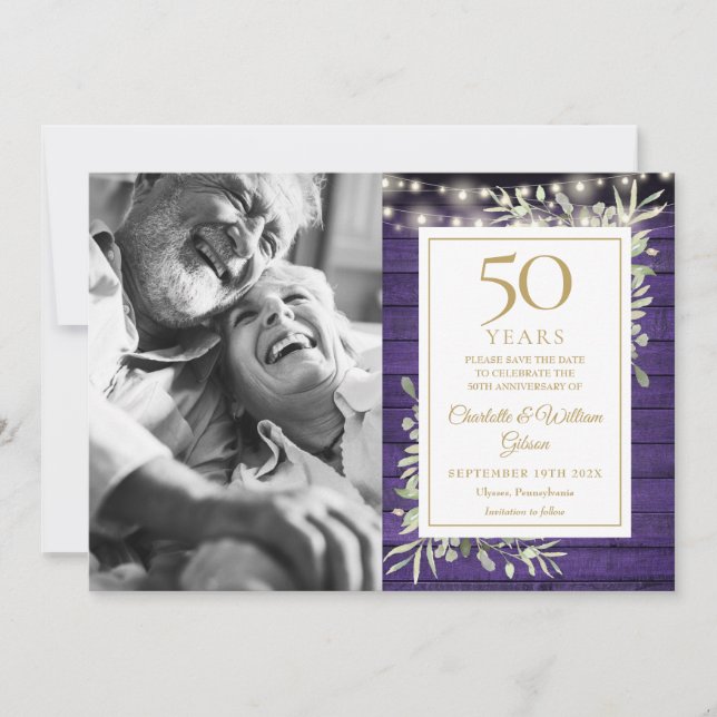 Carte d'anniversaire de mariage 50 ans avec lumièr (Devant)