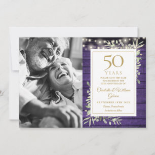 Carte d'anniversaire de mariage 50 ans avec lumièr