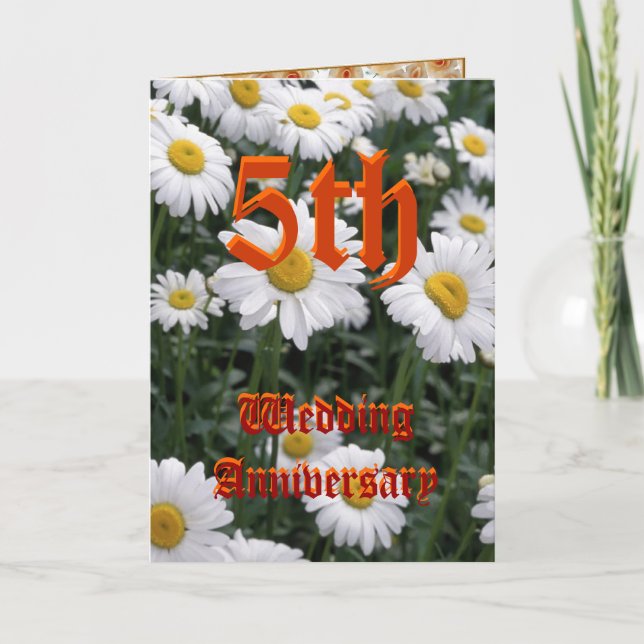 Carte d'anniversaire de mariage 5 ans - Marguerite (Devant)