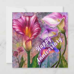 Carte d'anniversaire de mariage aux callas colorés