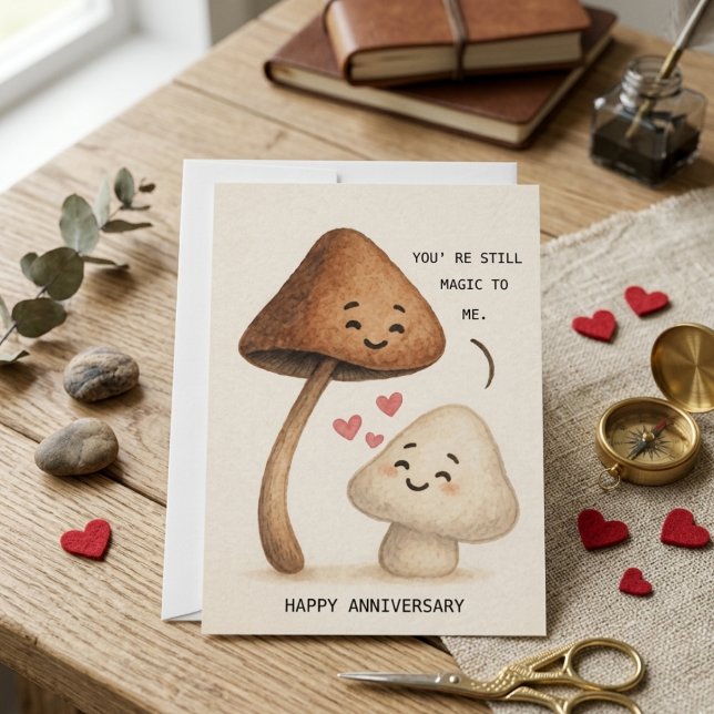 Carte d'anniversaire de mariage champignon mignonn (Créateur téléchargé)