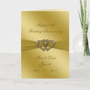 Carte d'anniversaire de mariage classique dorée po