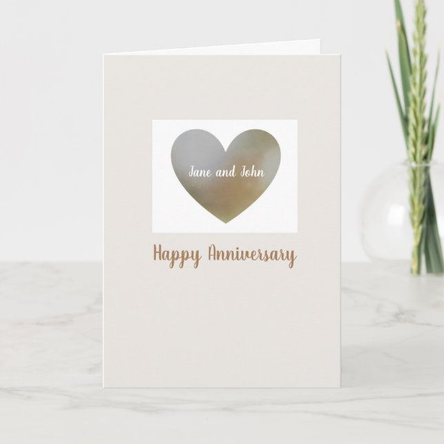 Carte d'anniversaire de mariage cœur perle - perso (Devant)