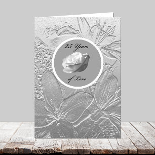 Carte d'anniversaire de mariage d'argent -- Fleurs