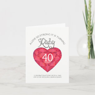 Carte d'anniversaire de mariage de parents en rubi