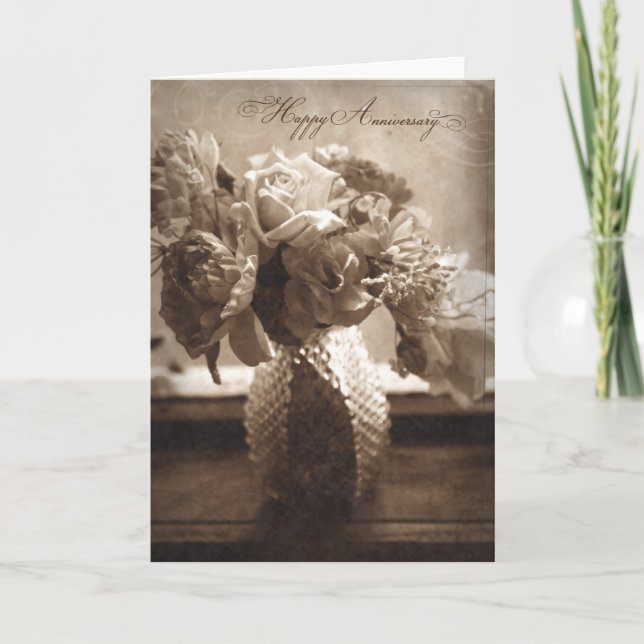 Carte d'anniversaire de mariage de style antique (Devant)