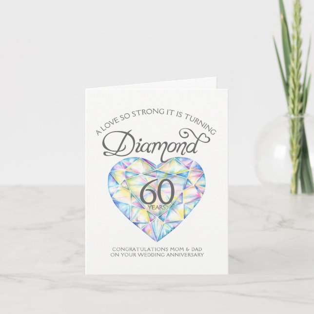 Carte d'anniversaire de mariage diamant pour des p (Devant)