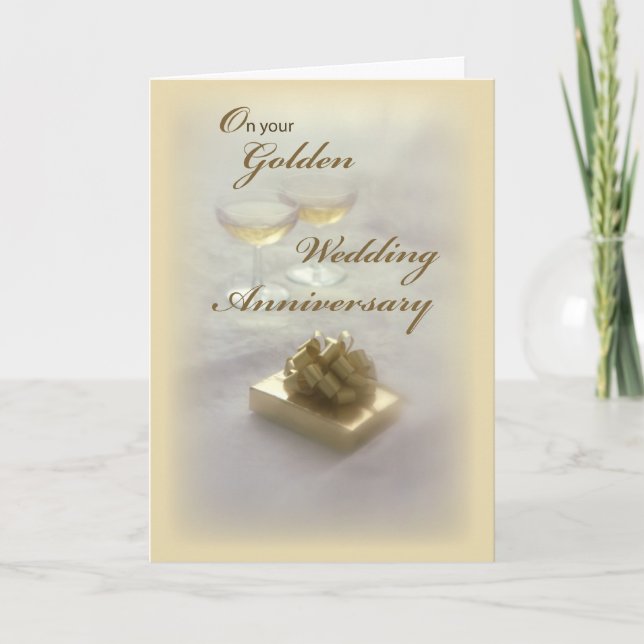 Carte d'anniversaire de mariage d'or (Devant)