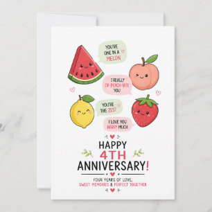 Carte d'anniversaire de mariage Funny Fruit 4 ans