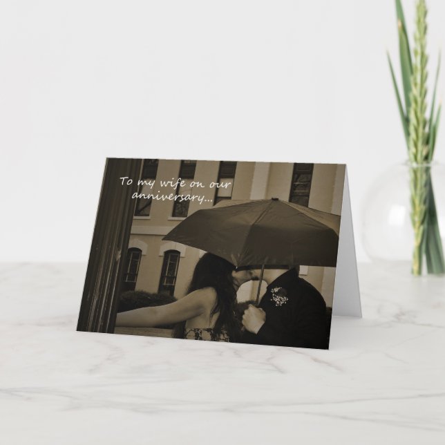 Carte d'anniversaire de mariage parapluie pour un  (Devant)