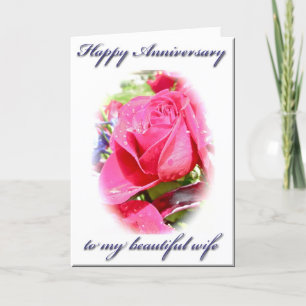 Carte d'anniversaire de mariage Rosebud Wife