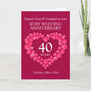 Carte d'anniversaire de mariage rubis pour grands-