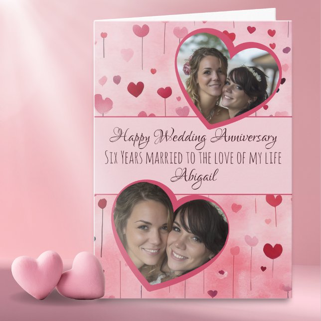 Carte d'anniversaire de mariage Trois cœurs avec p (Créateur téléchargé)