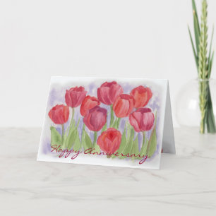 Carte d'anniversaire de mariage Tulipes rouges