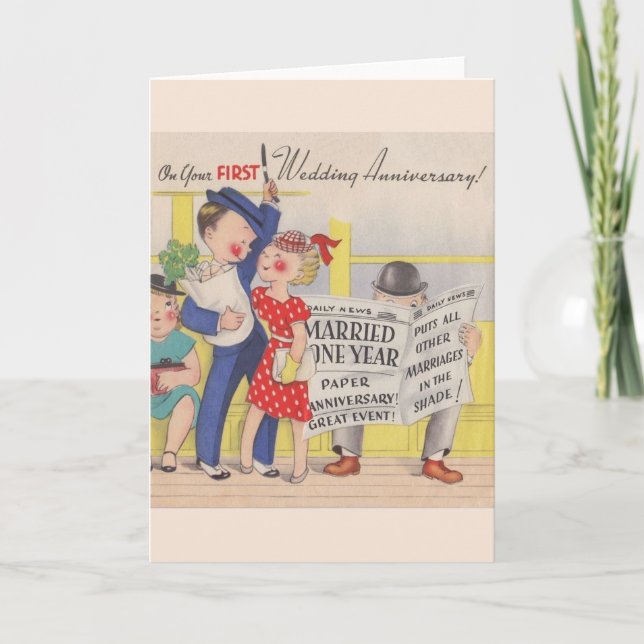 Carte d'anniversaire de mariage vintage pour la pr (Devant)