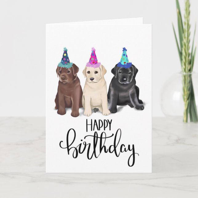 Carte d'anniversaire de marionnettes Labrador (Devant)