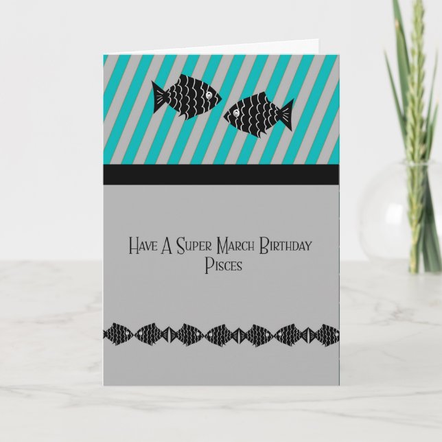 Carte d'anniversaire de mars pour les poissons (Devant)