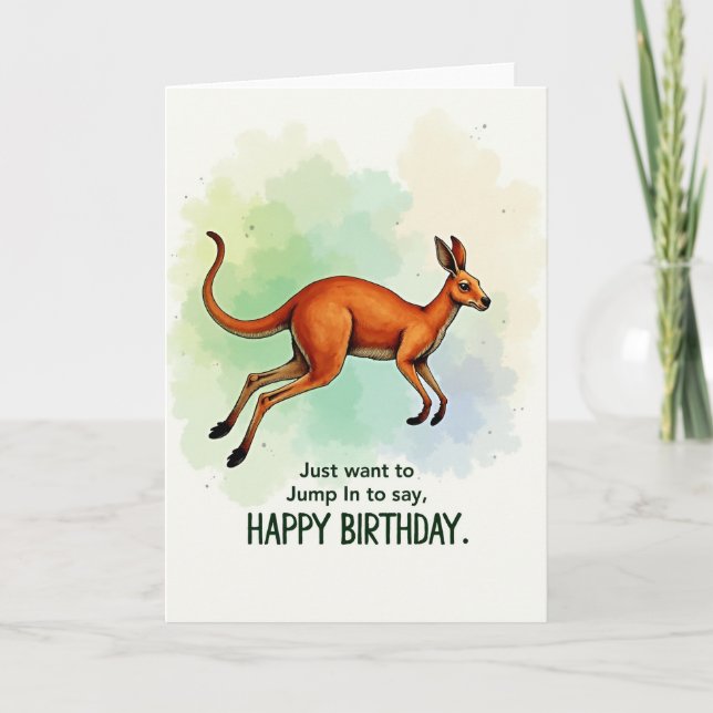 Carte d'anniversaire de marsupial sautant joyeux (Devant)
