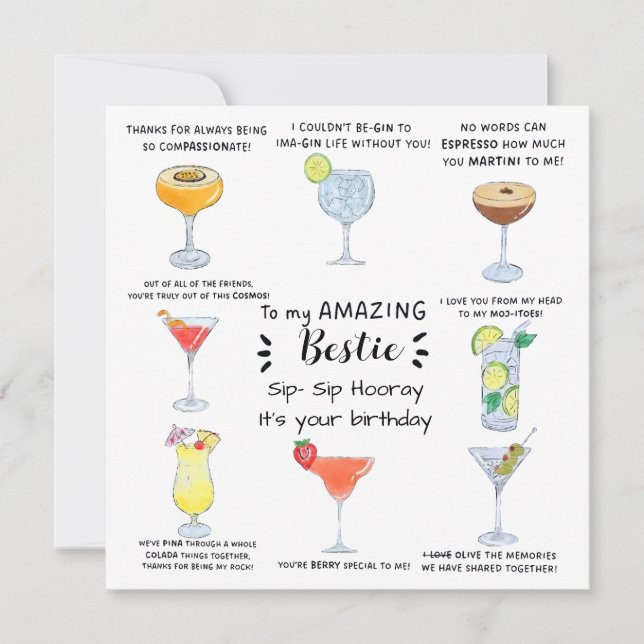 Carte d'anniversaire de meilleure amie autour d'un (Devant)