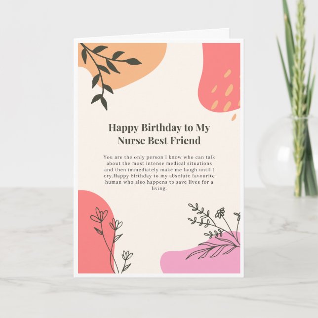 Carte d'anniversaire de meilleure amie infirmière  (Devant)