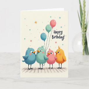 Carte d'anniversaire de mignon petit oiseau