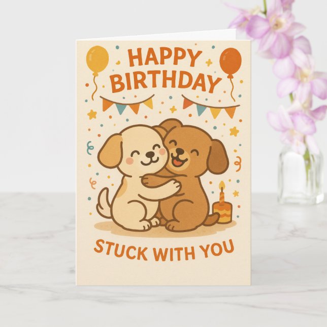 Carte d'anniversaire de mignonne chiot - Adorable  (Orchidée)