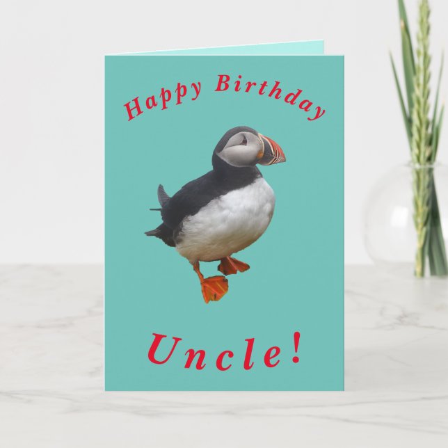 Carte d'anniversaire de mignonne Puffin pour oncle (Devant)