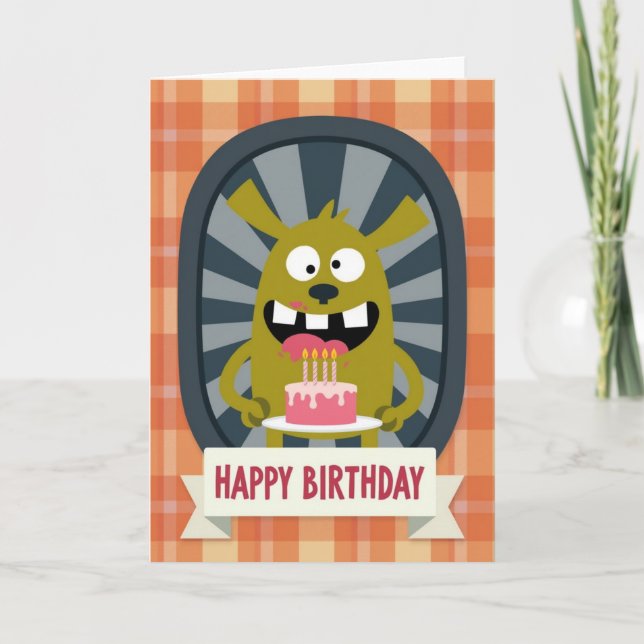 Carte d'anniversaire de monstre fantaisiste (Devant)