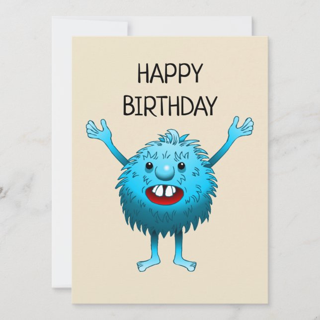 Carte d'anniversaire de monstre mignon (Devant)