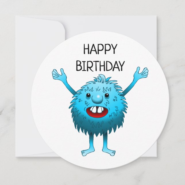 Carte d'anniversaire de monstre mignon et duveteux (Devant)