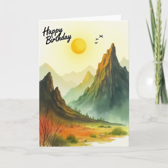 Carte d'anniversaire de montagne majestueuse (Devant)