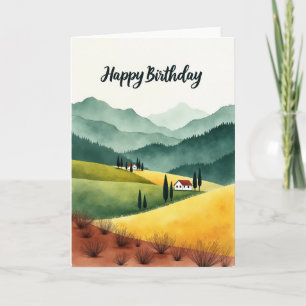 Carte d'anniversaire de montagne rustique