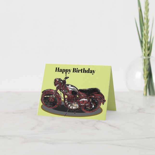 Carte d'anniversaire de moto BSA ancienne (Devant)