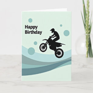 Carte d'anniversaire de moto de saut d'aventure