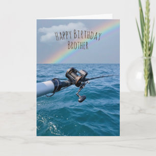 Carte d'anniversaire de moulinet de pêche et arc-e