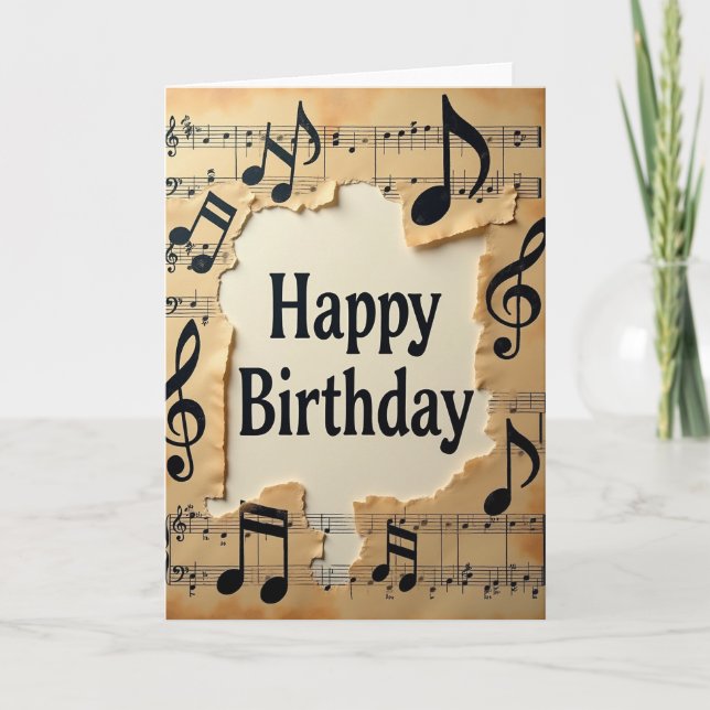 Carte d'anniversaire de musique vintage (Devant)