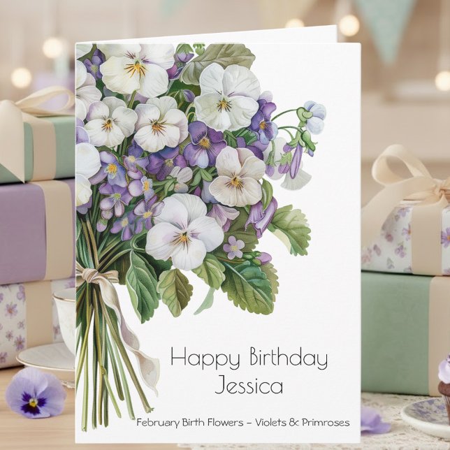 Carte d'anniversaire de naissance de février | Vio (Créateur téléchargé)