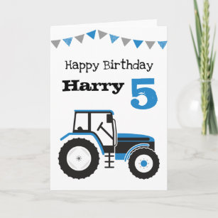 Carte d'anniversaire de naissance du Tracteur bleu