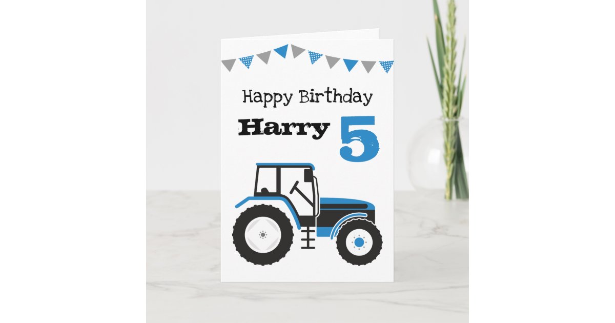 Carte D Anniversaire De Naissance Du Tracteur Bleu Zazzle Fr