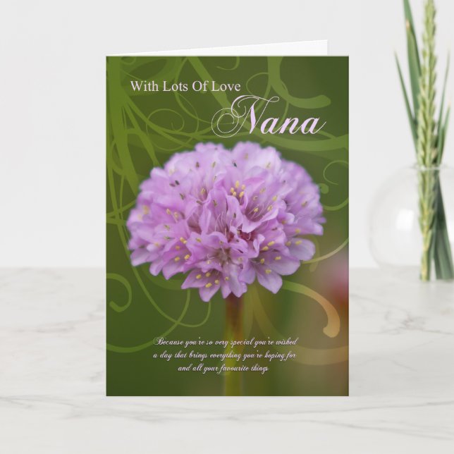 Carte d'anniversaire de Nana avec la fleur rose de (Devant)