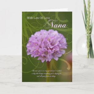 Carte d'anniversaire de Nana avec la fleur rose de